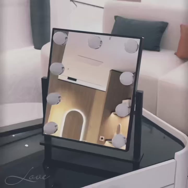 EaseGlow™ GlowPro Hollywood LED Makeup Mirror – 3 Color Modes, Touch Control & Adjustable Brightness